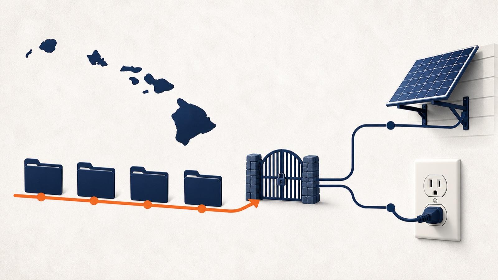 Hawaii plug-in solar bills ending at a closed legislative route beside separate Hawaiian Electric and KIUC utility paths